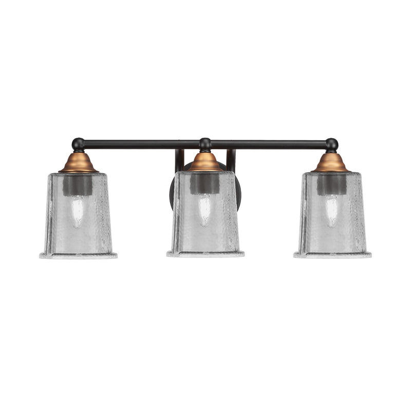 Toltec Paramount 3-Light Bath Bar | Modern Matte Black & Brass with Smoke Bubble Glass | Bathroom Vanity & Powder Room | 7.25 x 7.75 in | Model 3423-MBBR-5032