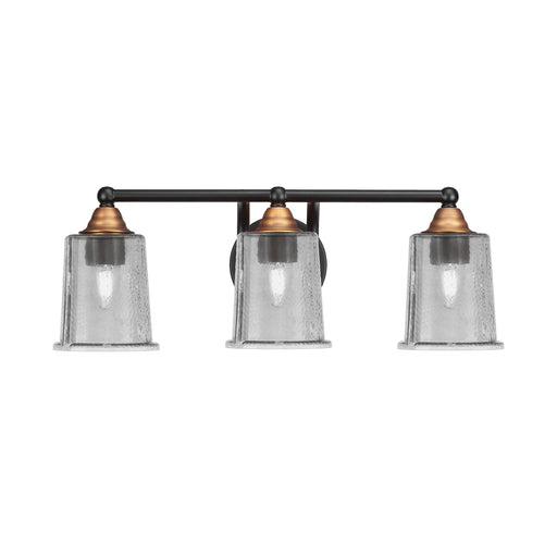 Toltec Paramount 3-Light Bath Bar | Modern Matte Black & Brass with Smoke Bubble Glass | Bathroom Vanity & Powder Room | 7.25 x 7.75 in | Model 3423-MBBR-5032