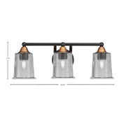 Toltec Paramount 3-Light Bath Bar | Modern Matte Black & Brass with Smoke Bubble Glass | Bathroom Vanity & Powder Room | 7.25 x 7.75 in | Model 3423-MBBR-5032