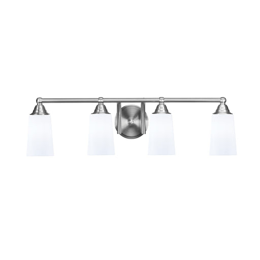 Toltec Paramount 4-Light Bath Bar | Brushed Nickel and White Opal Glass | Bathroom Vanity & Powder Room | 7.25 x 8.75 in | Model 3424-BN-261