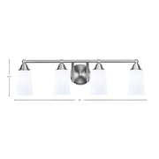 Toltec Paramount 4-Light Bath Bar | Brushed Nickel and White Opal Glass | Bathroom Vanity & Powder Room | 7.25 x 8.75 in | Model 3424-BN-261