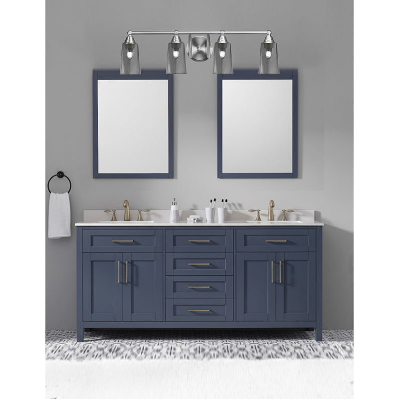 Toltec Paramount 4-Light Bath Bar | Brushed Nickel and Smoke Bubble Glass | Bathroom Vanity & Powder Room | 7.25 x 8.75 in | Model 3424-BN-262