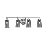 Toltec Paramount 4-Light Bath Bar | Brushed Nickel and Smoke Bubble Glass | Bathroom Vanity & Powder Room | 7.25 x 8.75 in | Model 3424-BN-262