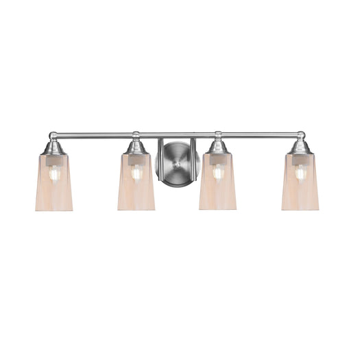 Toltec Paramount 4-Light Bath Bar | Brushed Nickel and Amber Gradient Glass | Bathroom Vanity & Powder Room | 7.25 x 8.75 in | Model 3424-BN-263