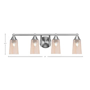 Toltec Paramount 4-Light Bath Bar | Brushed Nickel and Amber Gradient Glass | Bathroom Vanity & Powder Room | 7.25 x 8.75 in | Model 3424-BN-263