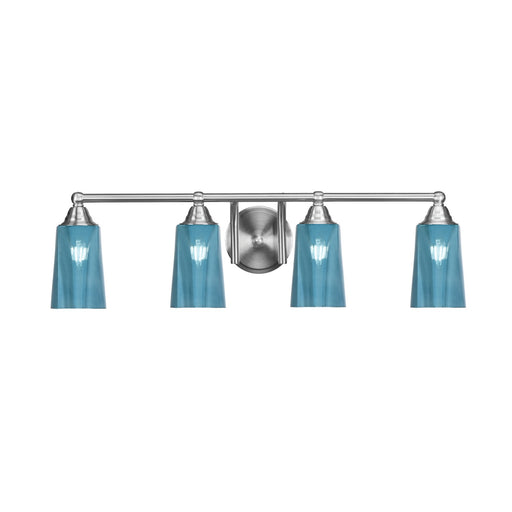 Toltec Paramount 4-Light Bath Bar | Brushed Nickel and Blue Gradient Glass | Bathroom Vanity & Powder Room | 7.25 x 8.75 in | Model 3424-BN-265