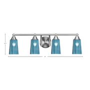 Toltec Paramount 4-Light Bath Bar | Brushed Nickel and Blue Gradient Glass | Bathroom Vanity & Powder Room | 7.25 x 8.75 in | Model 3424-BN-265