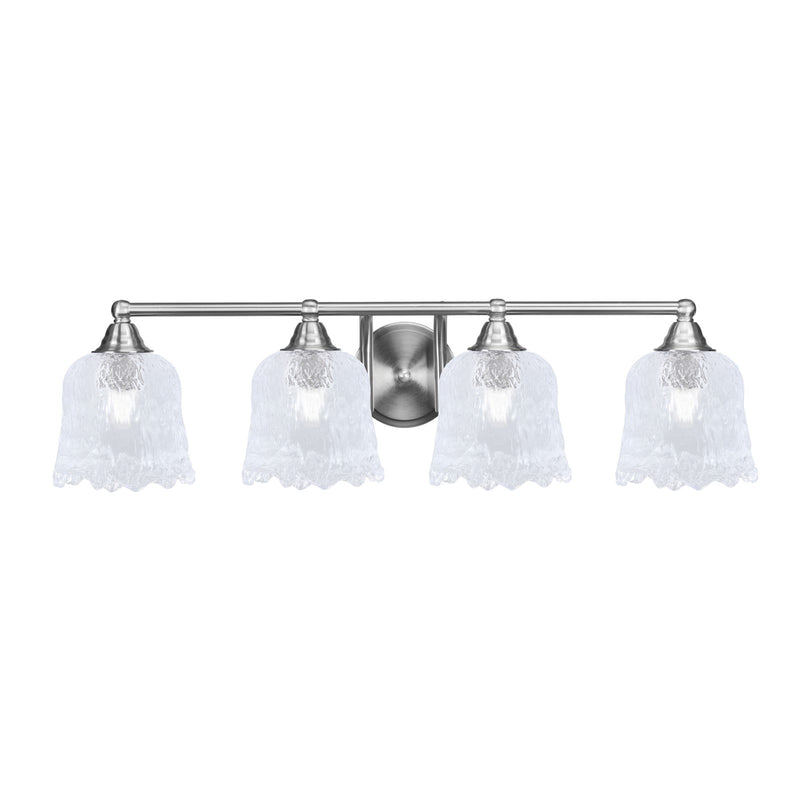 Toltec Paramount 4-Light Bath Bar | Modern Brushed Nickel and Clear Lava Glass | Bathroom Vanity & Powder Room | 8 x 8.75 in | Model 3424-BN-4230