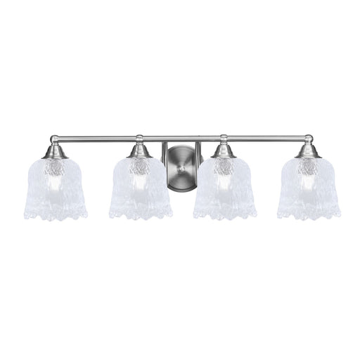 Toltec Paramount 4-Light Bath Bar | Modern Brushed Nickel and Clear Lava Glass | Bathroom Vanity & Powder Room | 8 x 8.75 in | Model 3424-BN-4230