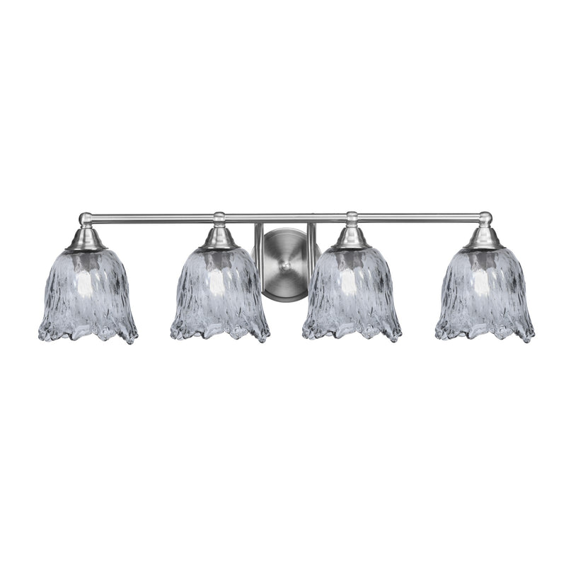 Toltec Paramount 4-Light Bath Bar | Brushed Nickel Steel and Smoke Lava Glass | Bathroom Vanity & Powder Room | 8 x 8.75 in | Model 3424-BN-4232