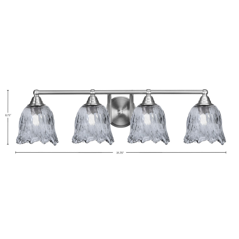 Toltec Paramount 4-Light Bath Bar | Brushed Nickel Steel and Smoke Lava Glass | Bathroom Vanity & Powder Room | 8 x 8.75 in | Model 3424-BN-4232