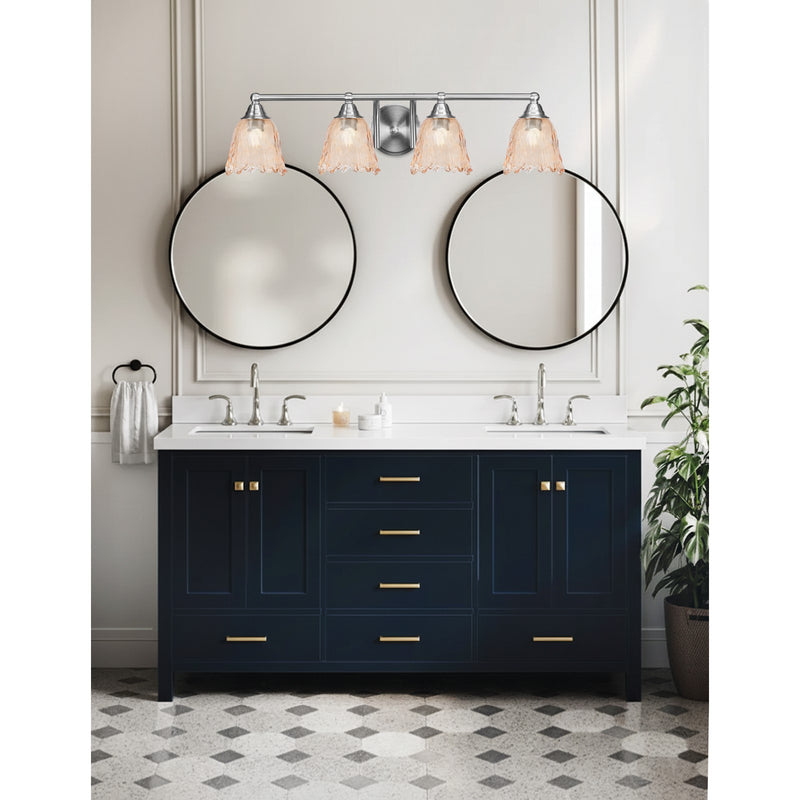 Toltec Paramount 4-Light Bath Bar | Brushed Nickel Steel and Amber Lava Glass | Bathroom Vanity & Powder Room | 8 x 8.75 in | Model 3424-BN-4233