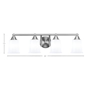Toltec Paramount 4-Light Bath Bar | Modern Brushed Nickel and White Opal Glass | Bathroom Vanity & Powder Room | 7.25 x 7.75 in | Model 3424-BN-5031