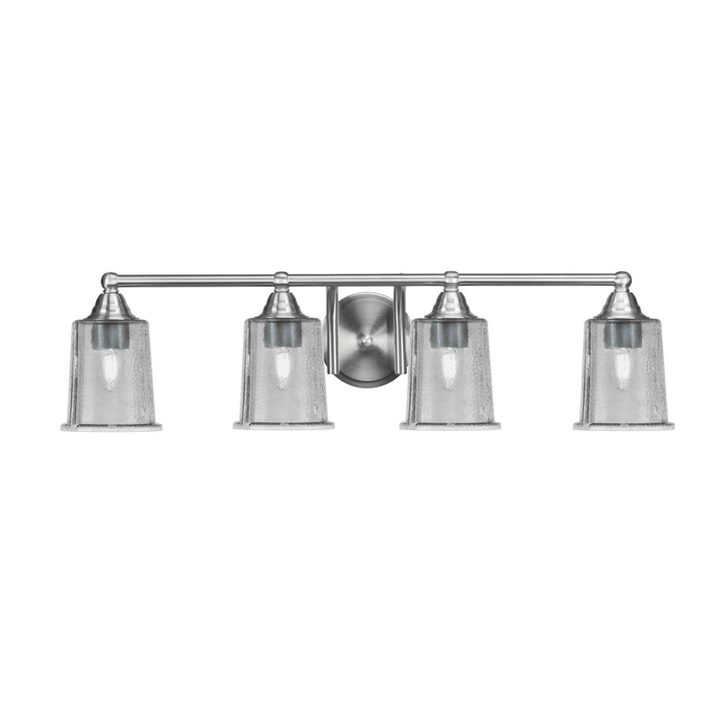 Toltec Paramount 4-Light Bath Bar | Modern Brushed Nickel and Smoke Bubble Glass | Bathroom Vanity & Powder Room | 7.25 x 7.75 in | Model 3424-BN-5032