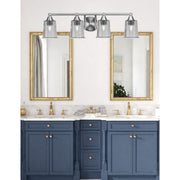 Toltec Paramount 4-Light Bath Bar | Modern Brushed Nickel and Smoke Bubble Glass | Bathroom Vanity & Powder Room | 7.25 x 7.75 in | Model 3424-BN-5032