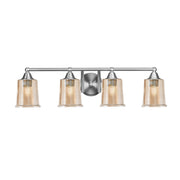 Toltec Paramount 4-Light Bath Bar | Modern Brushed Nickel and Amber Bubble Glass | Bathroom Vanity & Powder Room | 7.25 x 7.75 in | Model 3424-BN-5033