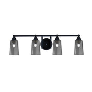 Toltec Paramount 4-Light Bath Bar | Matte Black Steel and Smoke Bubble Glass | Bathroom Vanity & Powder Room | 7.25 x 8.75 in | Model 3424-MB-262