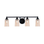 Toltec Paramount 4-Light Bath Bar | Modern Matte Black Steel and Amber Gradient Glass | Bathroom & Powder Room Vanity Light | 7.25 x 8.75 in | Model 3424-MB-263