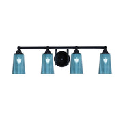 Toltec Paramount 4-Light Bath Bar | Modern Matte Black Steel and Blue Gradient Glass | Bathroom & Powder Room Vanity Light | 7.25 x 8.75 in | Model 3424-MB-265