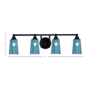 Toltec Paramount 4-Light Bath Bar | Modern Matte Black Steel and Blue Gradient Glass | Bathroom & Powder Room Vanity Light | 7.25 x 8.75 in | Model 3424-MB-265