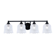 Toltec Paramount 4-Light Bath Bar | Modern Matte Black Steel and Clear Lava Glass | Bathroom Vanity Light | 8 x 8.75 in | Model 3424-MB-4230