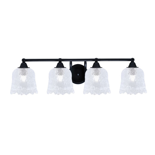 Toltec Paramount 4-Light Bath Bar | Modern Matte Black Steel and Clear Lava Glass | Bathroom Vanity Light | 8 x 8.75 in | Model 3424-MB-4230