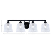 Toltec Paramount 4-Light Bath Bar | Modern Matte Black Steel and Clear Lava Glass | Bathroom Vanity Light | 8 x 8.75 in | Model 3424-MB-4230