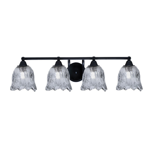 Toltec Paramount 4-Light Bath Bar | Modern Matte Black Steel and Smoke Lava Glass | Bathroom Vanity Light | 8 x 8.75 in | Model 3424-MB-4232
