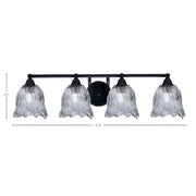 Toltec Paramount 4-Light Bath Bar | Modern Matte Black Steel and Smoke Lava Glass | Bathroom Vanity Light | 8 x 8.75 in | Model 3424-MB-4232