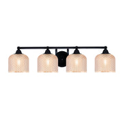 Toltec Paramount 31in 4-Light Bath Bar | Matte Black Steel and Amber Textured Glass | Bathroom Vanity Lighting | 31 x 8 x 7.5 in | Model 3424-MB-4613