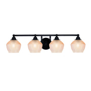 Toltec Paramount 31in 4-Light Bath Bar | Matte Black Steel and Amber Textured Glass | Bathroom Vanity | 31 x 8.5 x 7.5 in | Model 3424-MB-4623