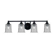 Toltec Paramount 4-Light Bath Bar | Modern Matte Black Steel and Smoke Bubble Glass | Bathroom & Powder Room Vanity Light | 7.25 x 7.75 in | Model 3424-MB-5032