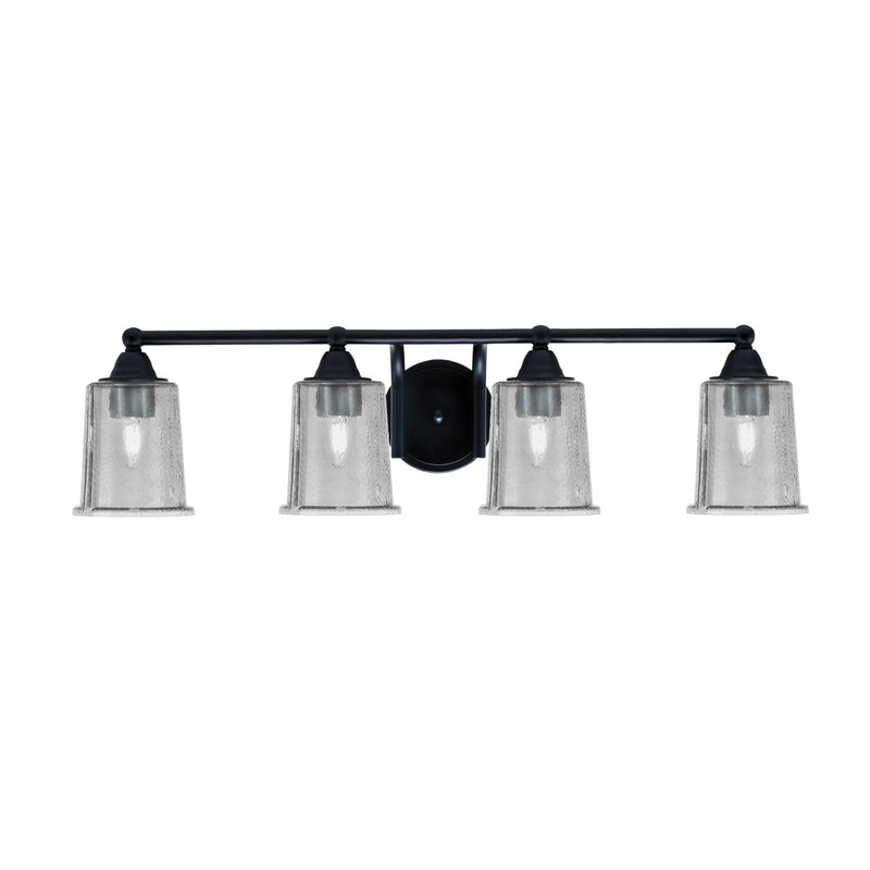 Toltec Paramount 4-Light Bath Bar | Modern Matte Black Steel and Smoke Bubble Glass | Bathroom & Powder Room Vanity Light | 7.25 x 7.75 in | Model 3424-MB-5032