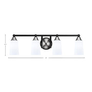 Toltec Paramount 4-Light Bath Bar | Matte Black & Brushed Nickel Steel and White Opal Glass | Bathroom Vanity & Powder Room | 7.25 x 8.75 in | Model 3424-MBBN-261