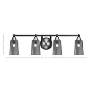Toltec Paramount 4-Light Bath Bar | Matte Black & Brushed Nickel Steel and Smoke Bubble Glass | Bathroom Vanity & Powder Room | 7.25 x 8.75 in | Model 3424-MBBN-262