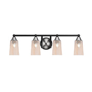 Toltec Paramount 4-Light Bath Bar | Matte Black & Brushed Nickel Steel and Amber Gradient Glass | Bathroom Vanity & Powder Room | 7.25 x 8.75 in | Model 3424-MBBN-263