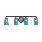 Toltec Paramount 4-Light Bath Bar | Matte Black & Brushed Nickel Steel and Blue Gradient Glass | Bathroom Vanity & Powder Room | 7.25 x 8.75 in | Model 3424-MBBN-265