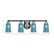Toltec Paramount 4-Light Bath Bar | Matte Black & Brushed Nickel Steel and Blue Gradient Glass | Bathroom Vanity & Powder Room | 7.25 x 8.75 in | Model 3424-MBBN-265