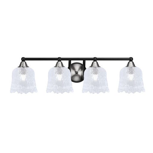 Toltec Paramount 4-Light Bath Bar | Modern Matte Black & Brushed Nickel with Clear Lava Glass | Bathroom Vanity Light | 8 x 8.75 in | Model 3424-MBBN-4230