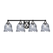 Toltec Paramount 4-Light Bath Bar | Modern Matte Black & Brushed Nickel with Smoke Lava Glass | Bathroom Vanity & Powder Room | 8 x 8.75 in | Model 3424-MBBN-4232