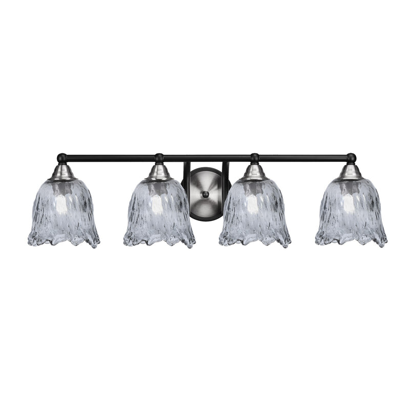 Toltec Paramount 4-Light Bath Bar | Modern Matte Black & Brushed Nickel with Smoke Lava Glass | Bathroom Vanity & Powder Room | 8 x 8.75 in | Model 3424-MBBN-4232