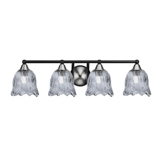 Toltec Paramount 4-Light Bath Bar | Modern Matte Black & Brushed Nickel with Smoke Lava Glass | Bathroom Vanity & Powder Room | 8 x 8.75 in | Model 3424-MBBN-4232
