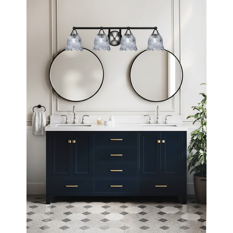 Toltec Paramount 4-Light Bath Bar | Modern Matte Black & Brushed Nickel with Smoke Lava Glass | Bathroom Vanity & Powder Room | 8 x 8.75 in | Model 3424-MBBN-4232