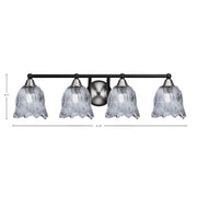 Toltec Paramount 4-Light Bath Bar | Modern Matte Black & Brushed Nickel with Smoke Lava Glass | Bathroom Vanity & Powder Room | 8 x 8.75 in | Model 3424-MBBN-4232