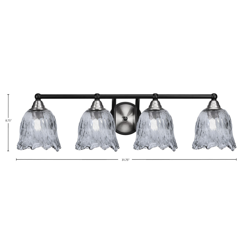 Toltec Paramount 4-Light Bath Bar | Modern Matte Black & Brushed Nickel with Smoke Lava Glass | Bathroom Vanity & Powder Room | 8 x 8.75 in | Model 3424-MBBN-4232