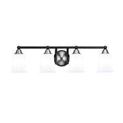 Toltec Paramount 4-Light Bath Bar | Modern Matte Black & Brushed Nickel with White Opal Glass | Bathroom Vanity Light | 7.25 x 7.75 in | Model 3424-MBBN-5031