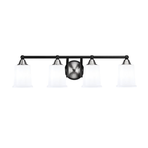 Toltec Paramount 4-Light Bath Bar | Modern Matte Black & Brushed Nickel with White Opal Glass | Bathroom Vanity Light | 7.25 x 7.75 in | Model 3424-MBBN-5031