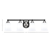 Toltec Paramount 4-Light Bath Bar | Modern Matte Black & Brushed Nickel with White Opal Glass | Bathroom Vanity Light | 7.25 x 7.75 in | Model 3424-MBBN-5031