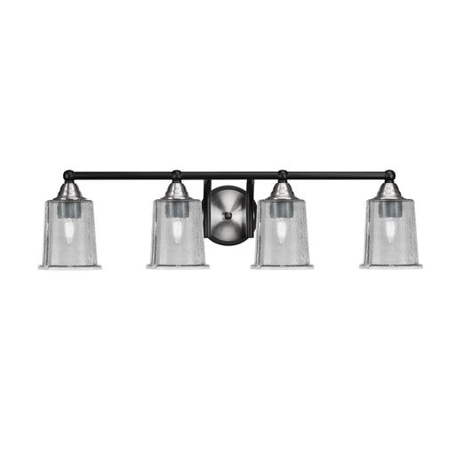 Toltec Paramount 4-Light Bath Bar | Modern Matte Black & Brushed Nickel with Smoke Bubble Glass | Bathroom Vanity Light | 7.25 x 7.75 in | Model 3424-MBBN-5032