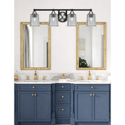 Toltec Paramount 4-Light Bath Bar | Modern Matte Black & Brushed Nickel with Smoke Bubble Glass | Bathroom Vanity Light | 7.25 x 7.75 in | Model 3424-MBBN-5032